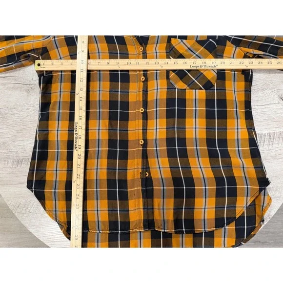 Billy T Plaid Shirt Mustard Black Fall Grunge Casual Lightweight XL - Picture 7 of 12